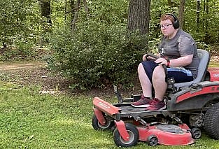 josh mowing the lawn